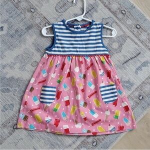 Baby Boden Girls Striped Ice Cream Cupcake Treats Dress Sz12-18m